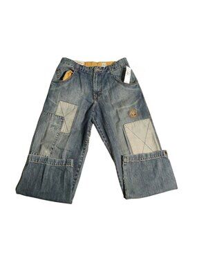 Timberland NOS Patchwork Loose Wide Fit Jeans Y2K Streetwear Hip Hop  34/30